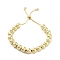 Adjustable Brass Round Beaded Slider Bracelets, with Box Chains, Real 18K Gold Plated, Inner Diameter: 2-1/2~3-3/4 inch(6.2~9.6cm)