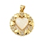 Heart Rack Plating Brass Micro Pave Cubic Zirconia Pendants, with Natural Shell and Enamel, Long-Lasting Plated, Cadmium Free & Lead Free, Real 18K Gold Plated, 25x21.5x3.5mm, Hole: 4x3.5mm