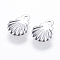 Non-Tarnish 316 Surgical Stainless Steel Charms, Shell, Stainless Steel Color, 7.5x6x0.6mm, Hole: 0.5mm