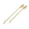 Brass Ends with Chains, Heart, Real 18K Gold Plated, 70mm, Hole: 2.5mm