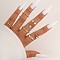 8Pcs Alloy & Rhinestone & Plastic Pearl Finger Rings, Heart/Star/Flat Round, Golden, Inner Diameter: 16~19mm