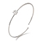 Rack Plating Brass Micro Pave Clear Cubic Zirconia Letter Open Cuff Bangles, Torque Bangles for Women, Platinum, Lead Free & Cadmium Free, Letter D, Inner Diameter: 1-7/8x2-1/4 inch(4.8x5.8cm)