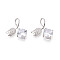 Brass Micro Pave Cubic Zirconia Pendants, Flower, Platinum, 17~17.5x17~18x4.5~5.1mm, Hole: 3~4x5.5~6mm