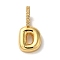 Brass Micro Pave Cubic Zirconia Pendants, Lead Free & Cadmium Free, Long-Lasting Plated Letter D, 19x8x9mm, Hole: 5mm
