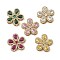 Brass Pave Cubic Zirconia 5-Petal Flower Multi-Strand Links, Real 18K Gold Plated, Rack Plating, Long-Lasting Plated, Cadmium Free & Lead Free, Mixed Color, 20x20.5x5.5mm, Hole: 4x2mm