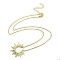 Brass Pendant Necklaces, Cadmium Free & Lead Free, Sun, Real 18K Gold Plated, 15.94 inch(405mm)