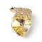 Real 18K Gold Plated Rack Plating Brass Micro Pave Clear Cubic Zirconia Pendants, with Glass, Long-Lasting Plated, Cadmium Free & Lead Free, White Bear & Heart Charm, Yellow, 17x13x9mm, Hole: 4x1.5mm