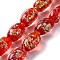 Handmade Dichroic Foil Glass Beads Strands, Oval, Red, 10x14mm, Hole: 1.6mm, about 28pcs/strand, 15.35''(39cm)