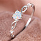 Alloy Finger Rings, with Brass Micro Pave Cubic Zirconia and Opal Finding, Heart, US Size 8(18.1mm)