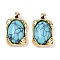 Brass with Gemstone Pendants, Rectangle, 21.5x12.5x7.5mm, Hole: 2.5x2mm
