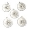 Non-Tarnish 304 Stainless Steel Pendants, Flat Round with Sun, Stainless Steel Color, 28.5x24x2mm, Hole: 2mm