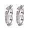 Brass Micro Pave Clear Cubic Zirconia Twister Clasps, Platinum, 19x9.5x2mm, Inner Diameter: 13x6.8mm