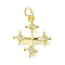 Brass Micro Pave Cubic Zirconia Pendants, Cross Charms, with Jump Ring, Long-Lasting Plated, Lead Free & Cadmium Free, Rack Plating, Real 18K Gold Plated, 17x15x2mm