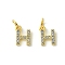 Rack Plating Alloy Rhinestone Pendants, Cadmium Free & Lead Free, Letter H, 11x8x2mm, Hole: 5mm