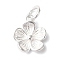 925 Sterling Silver Charms, with Jump Rings, Silver Color Plated, Flower, 9x8x2mm, Hole: 2mm