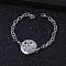 Stainless Steel Diffuser Locket Link Bracelets, Flat Round with Flower, Stainless Steel Color, 8-5/8 inch(22cm)