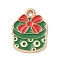 Christmas Alloy Enamel Pendants, Golden, Box, 17.5x13x1.3mm, Hole: 1.6mm