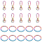 10Pcs Rainbow Color Alloy Swivel Clasps, Key Clasps, with 10Pcs Iron Split Key Rings, 36.5~38.5x12.5~28x3~6mm