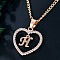 Heart Brass Micro Pave Clear Cubic Zirconia Pendant Necklaces, Rose Gold, Letter H, 17.72 inch(45cm)