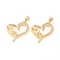 Brass Micro Pave Clear Cubic Zirconia Pendants, Long-Lasting Plated, for Father's Day, Heart with Word Abu, Real 18K Gold Plated, 26x22x3mm, Hole: 4x3mm