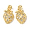 Brass Micro Pave Cubic Zirconia Pendents, Strawberry Charms, Real 18K Gold Plated, 15x10.5x4.5mm, Hole: 4mm
