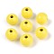 Spray Painted Round Natural Schima Wood Beads, Yellow, 11.8~12.5x11mm, Hole: 2.5~3mm