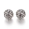 Alloy Rhinestone Beads, Round, Crystal, Antique Silver, 26x25mm, Hole: 3mm