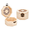 Octagon Shape Unfinished Hollow Wood Storage Box, with Hinged Lid, Floral Pattern, BurlyWood, 104.5x96x60mm