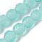 Handmade Lampwork Beads Strands, Round, Pale Turquoise, 10.5x10mm, Hole: 1.4mm, about 35pcs/strand, 10.91''(27.7cm)~14.96''(38cm)