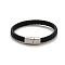 Braided Microfiber Leather Cord Bracelets, with 304 Stainless Steel Magnetic Clasps, Stainless Steel Color, 8-1/8 inch(20.6cm)