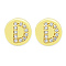 Brass Micro Pave Clear Cubic Zirconia Beads, Flat Round with Letter, Letter.D, 7.5x6.5mm, Hole: 3.5mm, 3pcs/bag