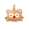 Rack Plating Brass Enamel Pendants, with Jump Ring, Long-Lasting Plated, Lead Free & Cadmium Free, Cat Charm, Real 18K Gold Plated, 11.5x15.5x4.5mm, Hole: 3mm