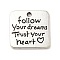 Tibetan Style Alloy Pendants, Square with Word Follow Your Dream Trust Your Heart Charms, Inspirational Quote Charm, Antique Silver, 18.5x19x1.5mm, Hole: 1.6mm