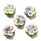 Handmade Porcelain Beads, Flower, Floral White, 14.5x15x6.5mm, Hole: 2mm