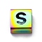 Ion Plating(IP) 304 Stainless Steel Square Slide Charms, Rainbow Color, Letter S, 9x8x4mm, Hole: 3.5x8.5mm