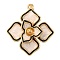 Brass with Enamel Fold Over Clasps, Flower, Real 18K Gold Plated, 22.5x19.5x12.5mm, Hole: 1.2mm
