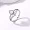 Brass Micro Pave Cubic Zirconia Double Layer Finger Rings, Teardrop, Silver, Teardrop: 14mm, US Size 8(18.1mm)