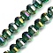 Electroplate Transparent Glass Beads Strands, Pumpkin, Faceted, AB Color Plated, Green, 8x6mm, Hole: 1.2mm, about 78~81pcs/strand, 18.50''(47cm)