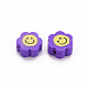 手作り樹脂粘土ビーズ  笑顔の花  青紫色  9~10x8~9x4~5mm  穴：1.4~1.6mm CLAY-N011-011A-2
