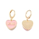 Heart with Word Love Enamel Dangle Leverback Earrings EJEW-N012-108B-1