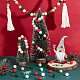 Ahadermaker diy クリスマスペンダント装飾作成キット  ジュートコードを含む  天然木ストライプ＆ツリー柄ラウンド＆キャンディビーズ  ミックスカラー  214個/セット DIY-GA0005-32-5