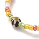 Bracelet extensible en perles de verre graine et millefiori avec breloques étoiles en laiton pour femme BJEW-JB09355-4