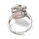 Ovale in quarzo rosa naturale con anello regolabile a delfino G-Z031-01P-20-4