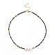 Collier coquillage et perles de verre pour femme NJEW-JN03910-3