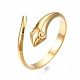 304 Stainless Steel Snake Wrap Open Cuff Ring for Women RJEW-T023-76G-3
