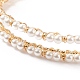Bracciale rigido con polsino aperto con perline e perle di conchiglia con fiore BJEW-TA00118-4
