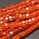 ファセットキューブ透明なガラスビーズ連売り  ダークオレンジ  2x2x2mm  穴：0.5mm  約200個/連  15.7インチ EGLA-J133-B06-1