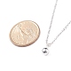 304 Stainless Steel Round Ball Pendant Necklace with Rolo Chains for Men Women NJEW-JN03845-01-5