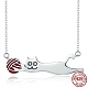 925 серебряное ожерелье с подвеской в виде котенка с эмалью NJEW-FF0005-05AS-1