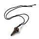 Natural Tiger Eye Plague Doctor Pendant Necklace with Nylon Rope NJEW-H009-01-05-4